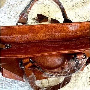 Ladies' man-made leather handbag